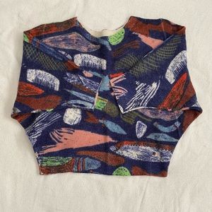 Merino Cropped Batwing Sweater M